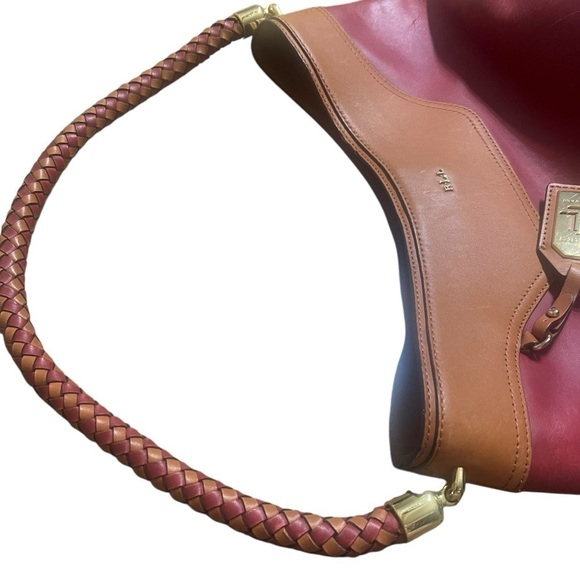 Lauren Ralph Lauren Red and Tan Leather Bag - Picture 9 of 14